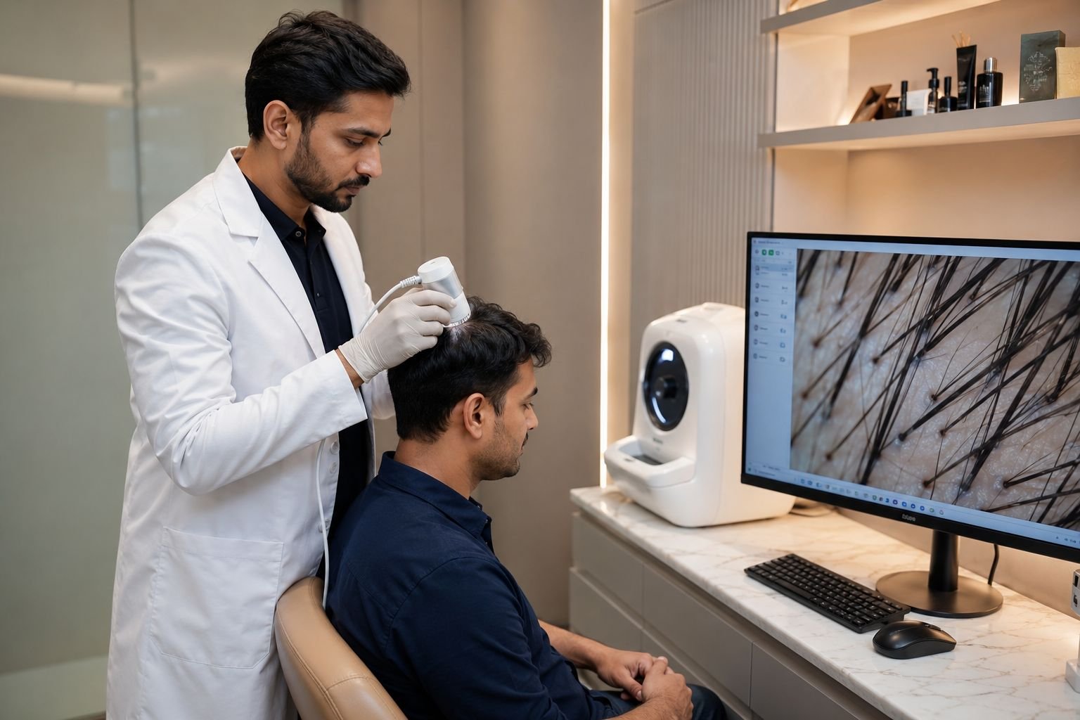Advanced hair and scalp diagnostic evaluation